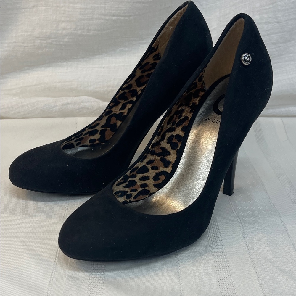 Guess Black High Heels with leopard print size 7